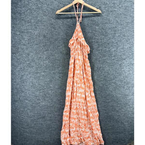 Mudd Dress Women M Medium Orange Tie Dye Maxi Long Sleeveless Halter Neck Rayon